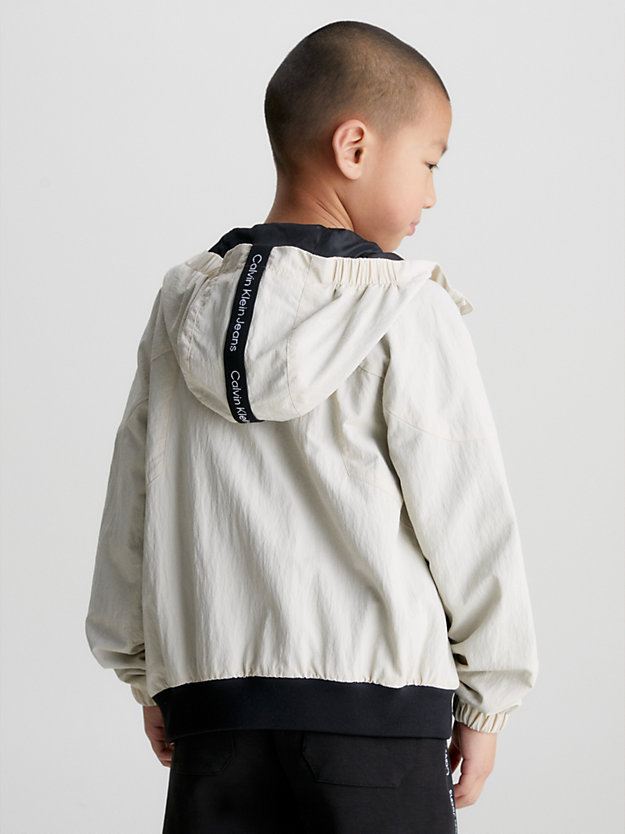 classic beige recycled nylon logo jacket for boys calvin klein jeans