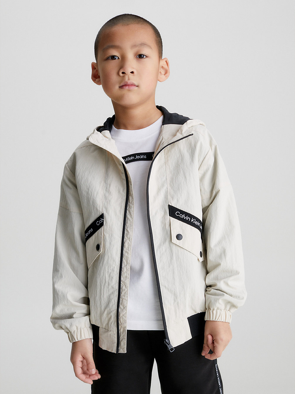 CLASSIC BEIGE > Recycled Nylon Logo Jacket > undefined boys - Calvin Klein