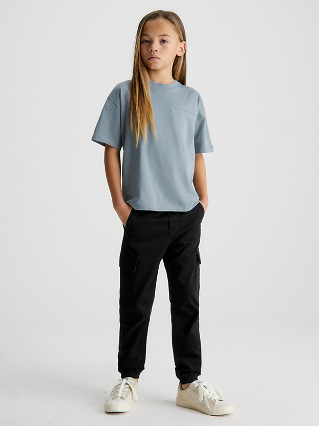 overcast grey stretch jersey t-shirt for boys calvin klein jeans