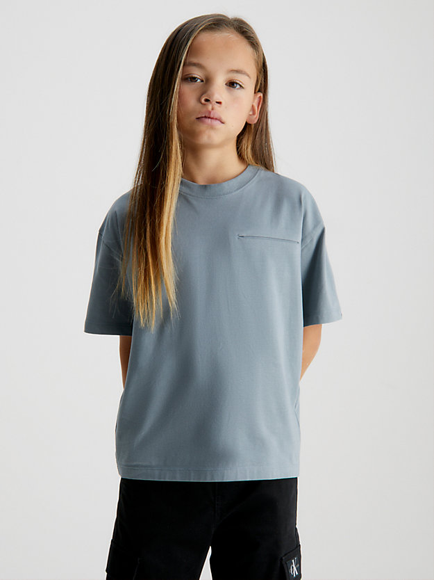 overcast grey stretch jersey t-shirt for boys calvin klein jeans