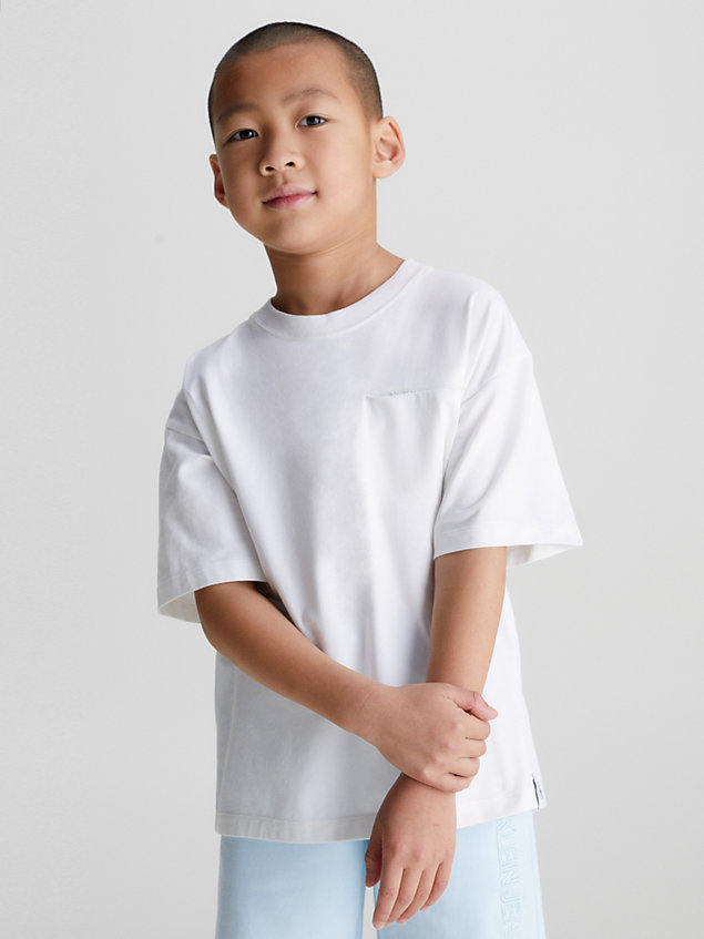 white stretch jersey t-shirt for boys calvin klein jeans