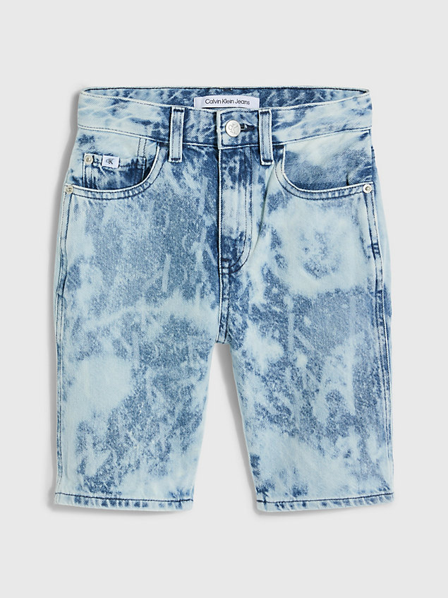 blue relaxed tie dye denim shorts for boys calvin klein jeans