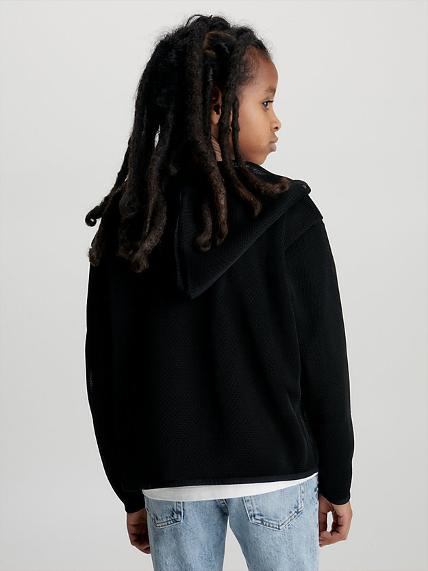 ck black relaxed mesh zip up hoodie for boys calvin klein jeans