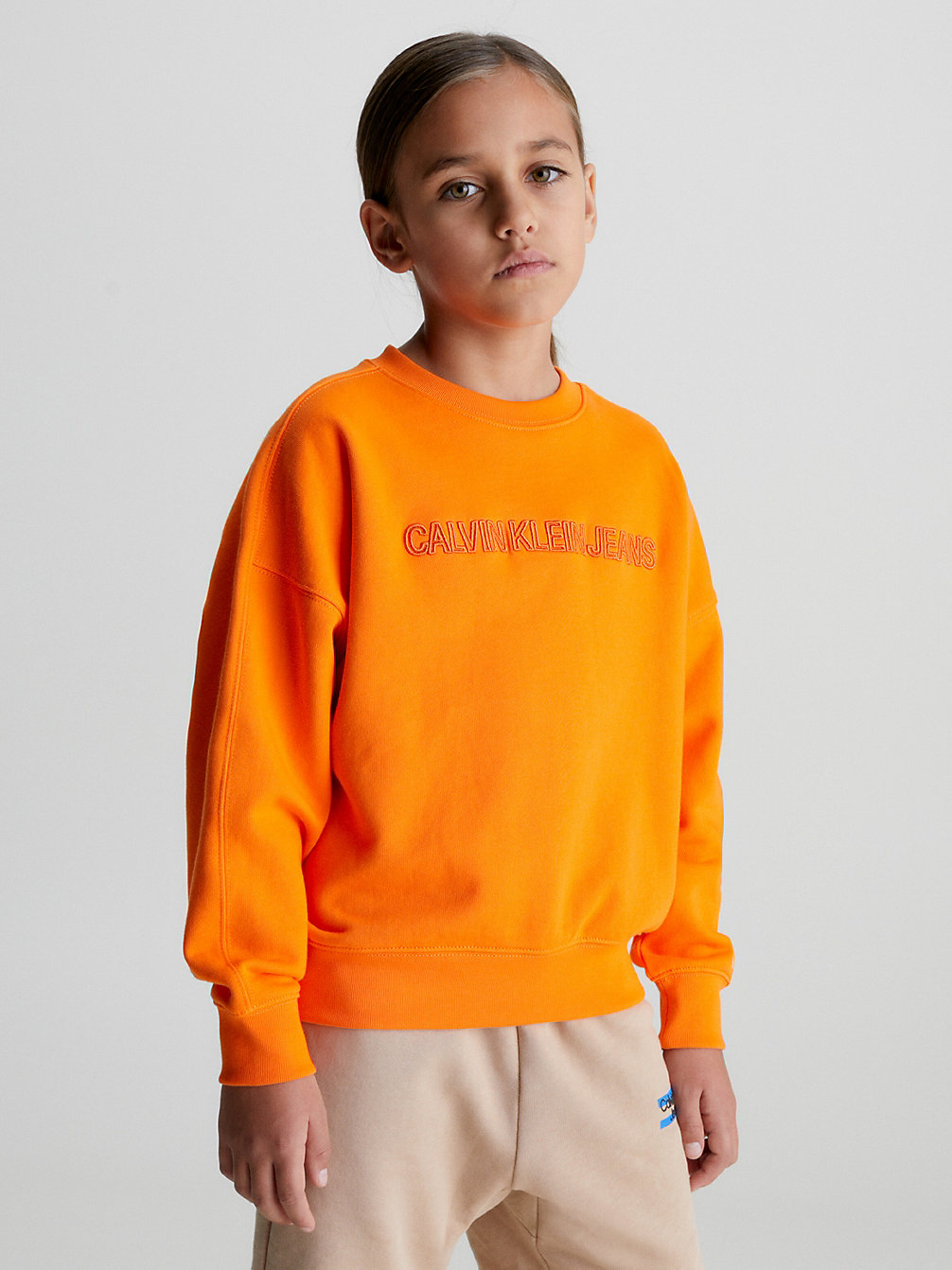 VIBRANT ORANGE Relaxed Sweatshirt Met Logo undefined boys Calvin Klein