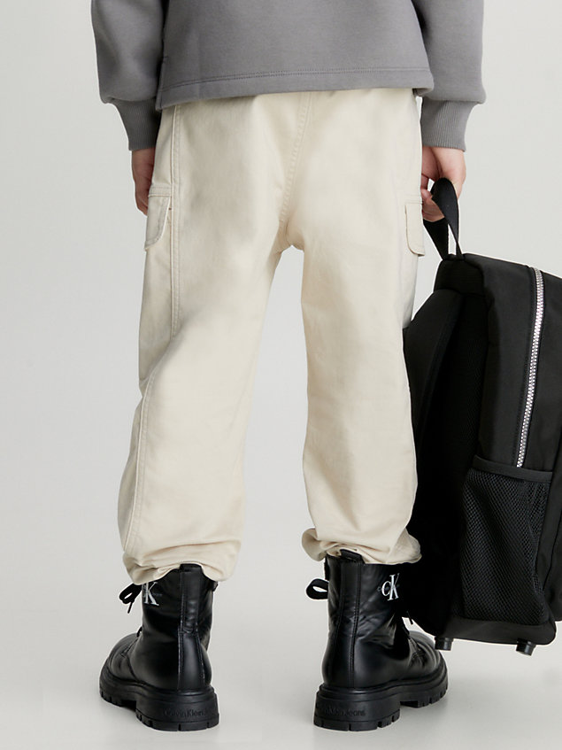 beige sateen cargo trousers for boys calvin klein jeans