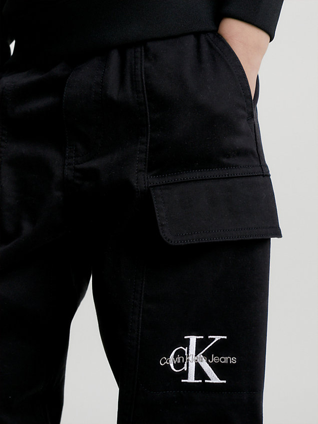 black sateen cargo trousers for boys calvin klein jeans