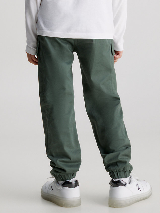 green sateen cargo trousers for boys calvin klein jeans