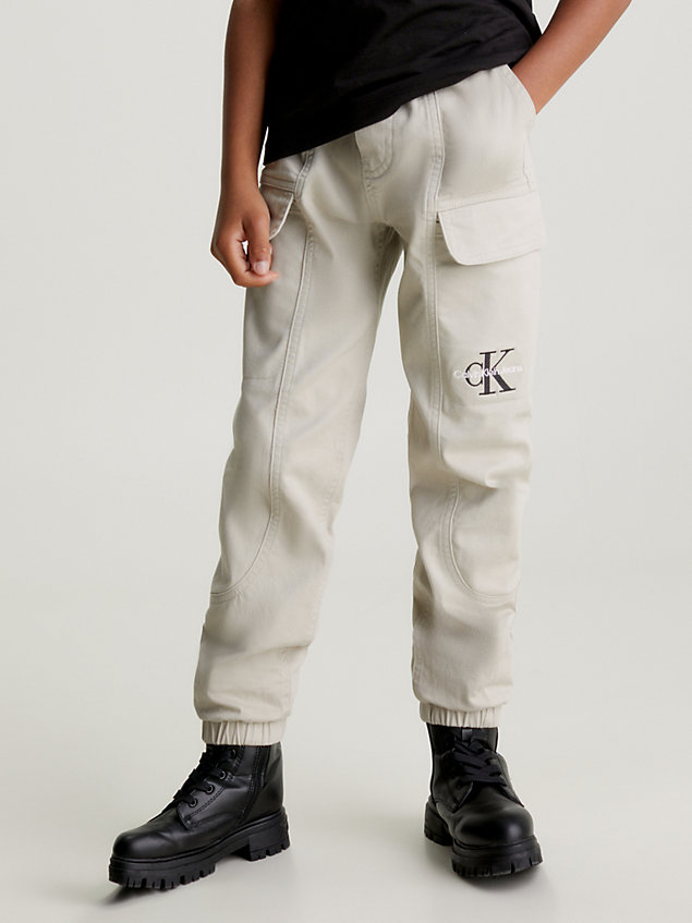 pantalon cargo en sergé élastique grey pour garçons calvin klein jeans