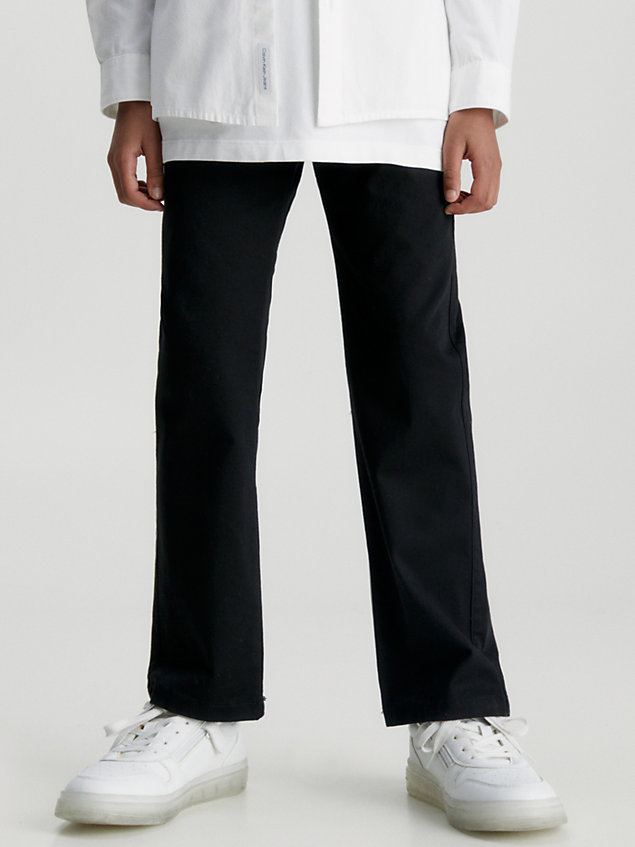 black stretch twill chino trousers for boys calvin klein jeans