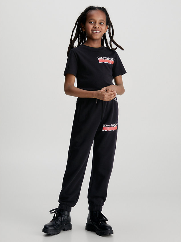 black relaxed joggingbroek met logo voor jongens - calvin klein jeans