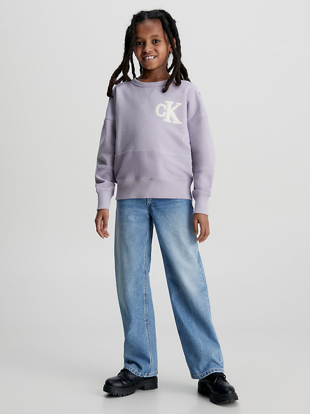 lavender aura relaxed logo sweatshirt for boys calvin klein jeans