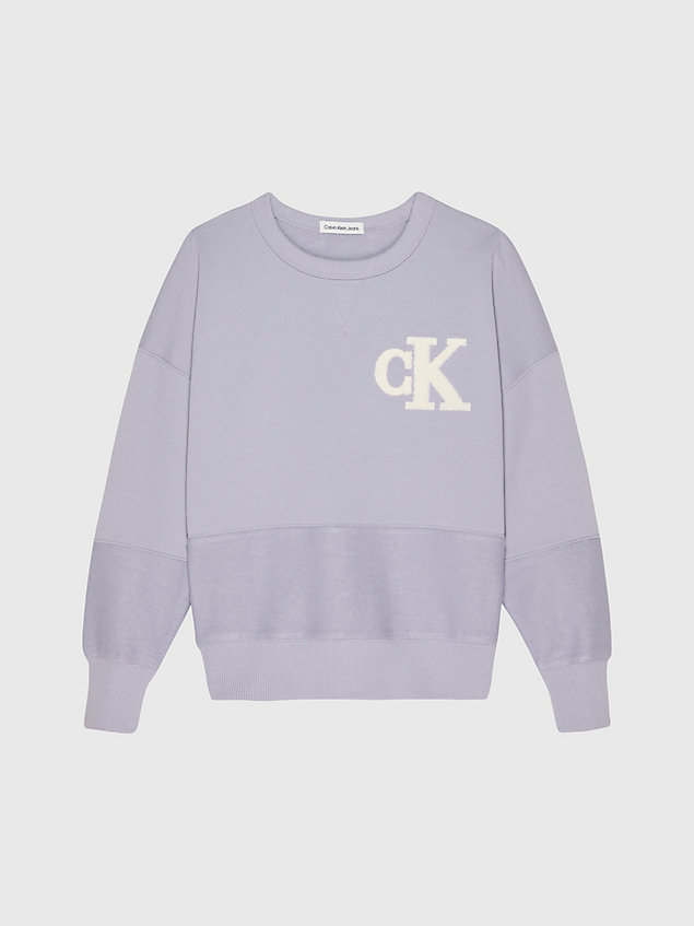 grey relaxed logo sweatshirt for boys calvin klein jeans