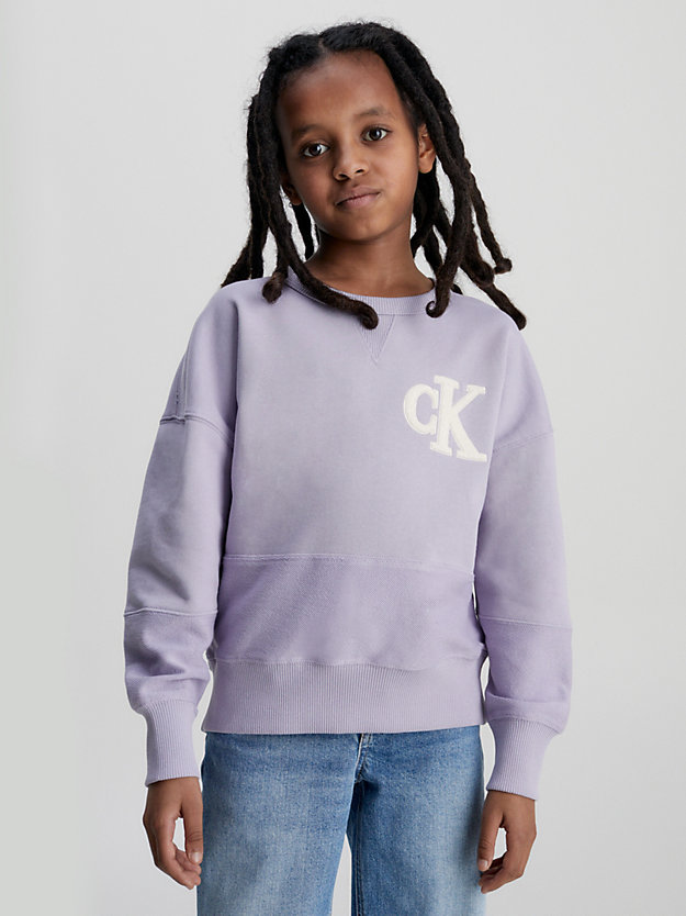 lavender aura relaxed logo sweatshirt for boys calvin klein jeans