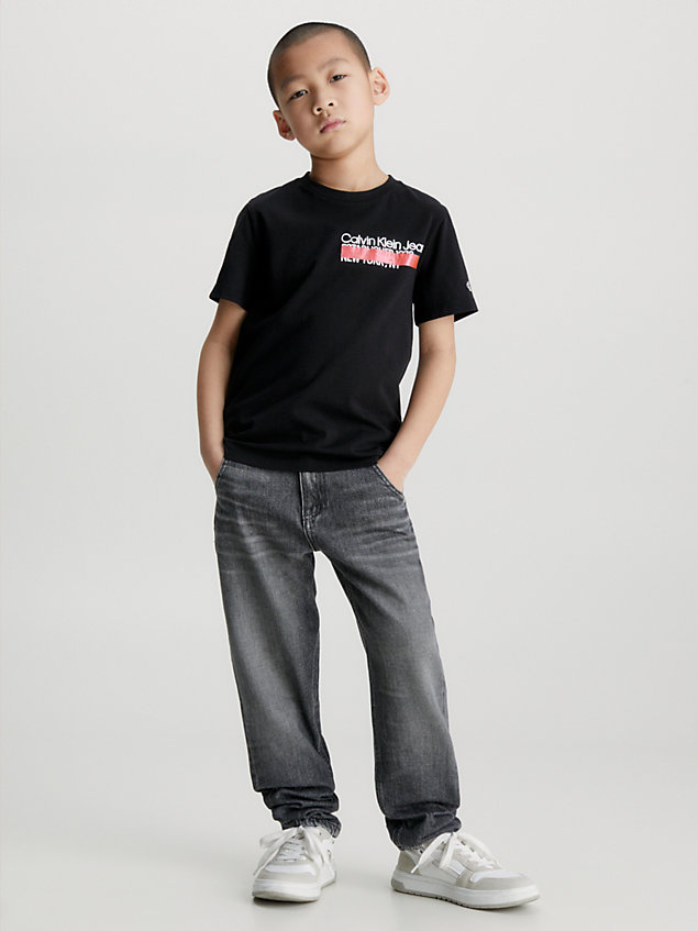 camiseta de algodón orgánico con logo black de nino calvin klein jeans