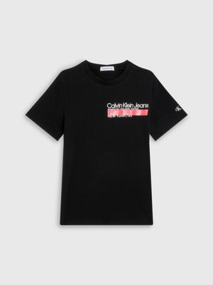 black organic cotton logo t-shirt for boys calvin klein jeans