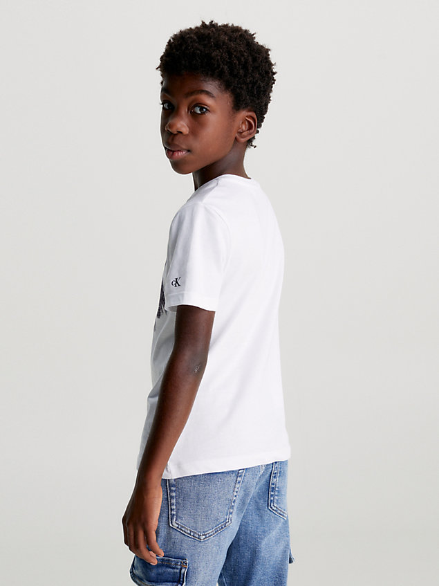 white brushstrokes printed t-shirt for boys calvin klein jeans