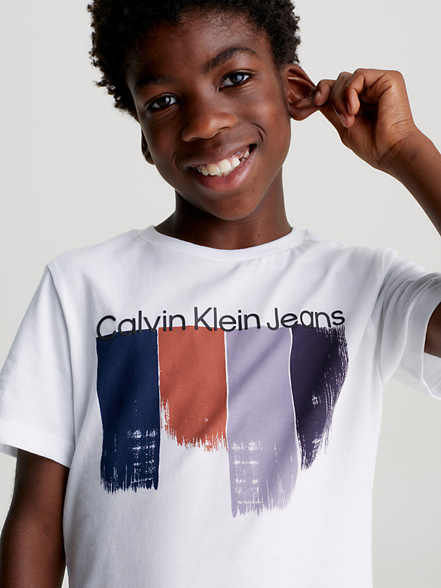 camiseta con estampado a trazos white de nino calvin klein jeans