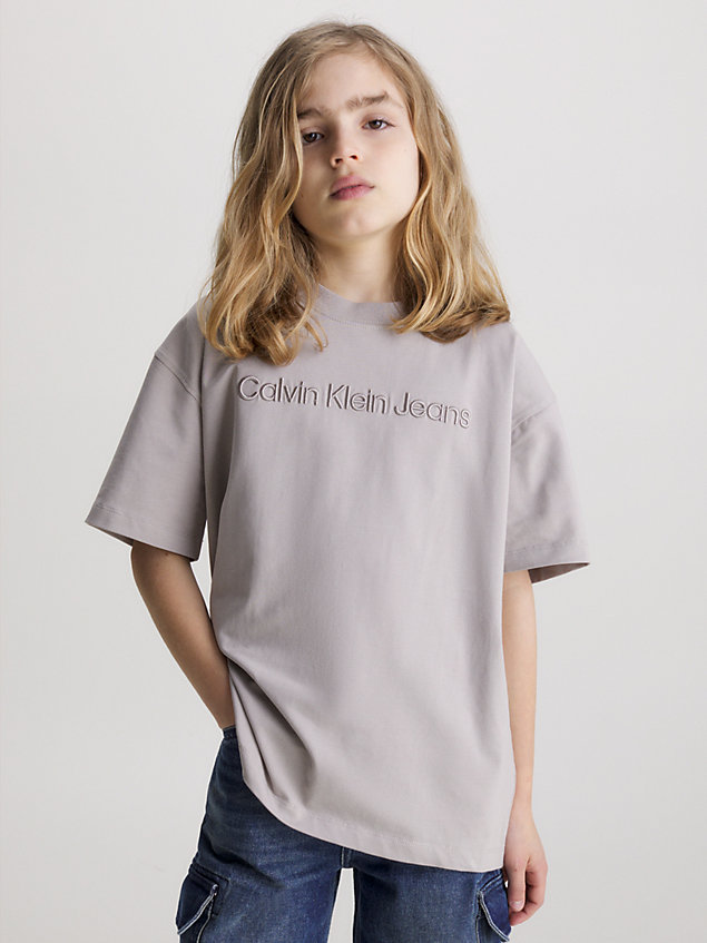 grey lässiges logo-t-shirt für jungen - calvin klein jeans