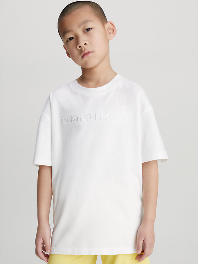 camiseta con logo relaxed white de nino calvin klein jeans