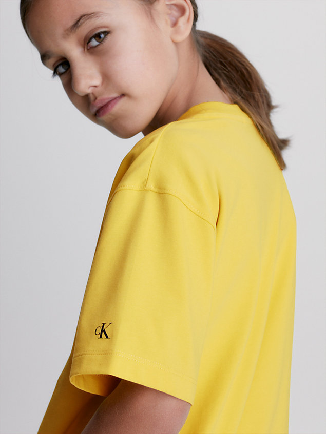 yellow relaxed logo t-shirt for boys calvin klein jeans