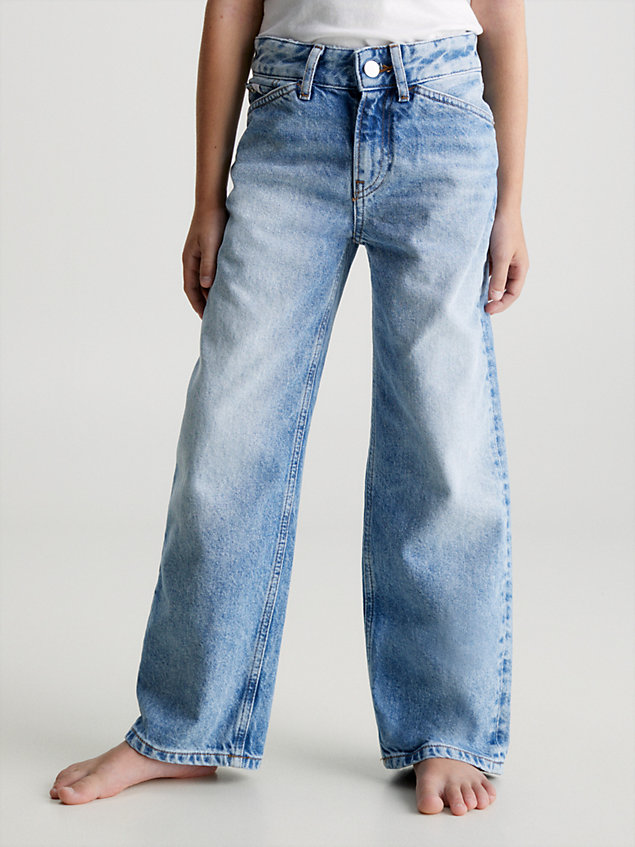 blue relaxed skater jeans for boys calvin klein jeans