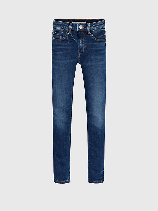 blue mid rise skinny jeans voor jongens - calvin klein jeans