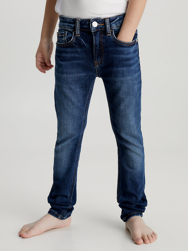 blue mid rise skinny jeans for boys calvin klein jeans