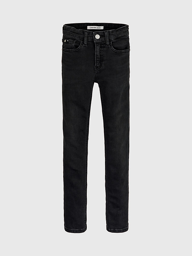 black mid rise slim jeans for boys calvin klein jeans