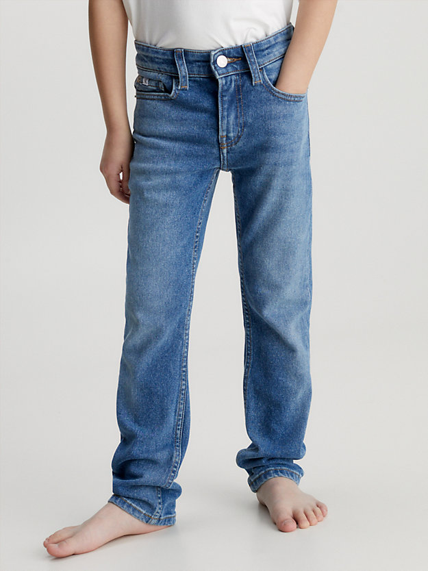 mid blue mid rise slim jeans for boys calvin klein jeans