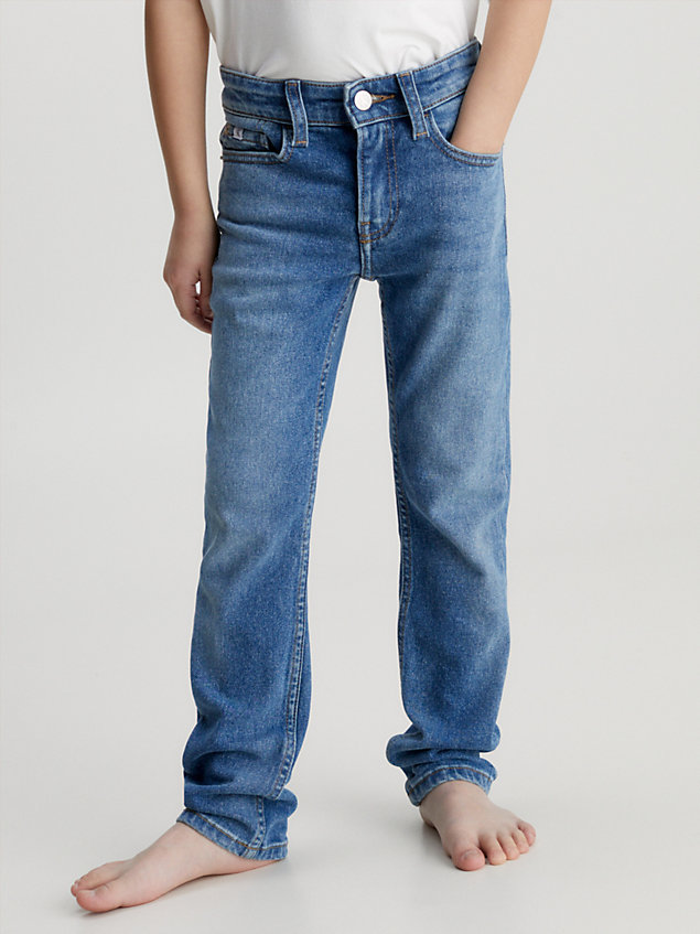 blue mid rise slim jeans for boys calvin klein jeans