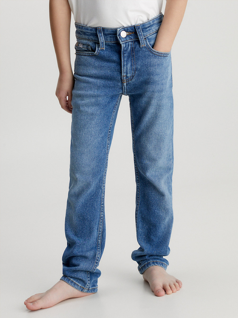 MID BLUE Mid Rise Slim Jeans undefined boys Calvin Klein