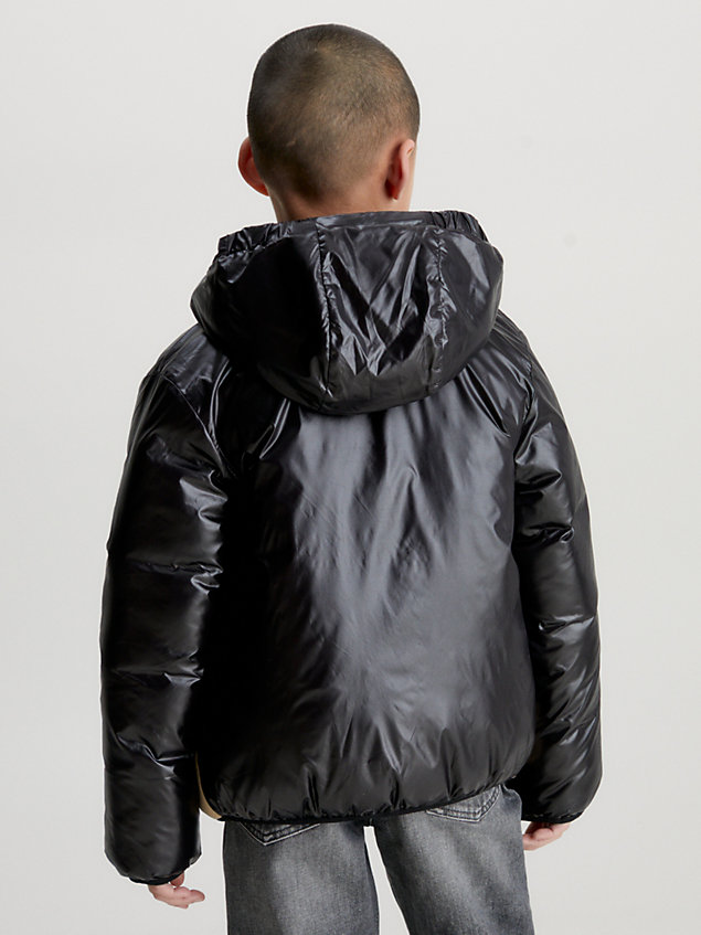 black relaxed colourblock puffer jacket for boys calvin klein jeans