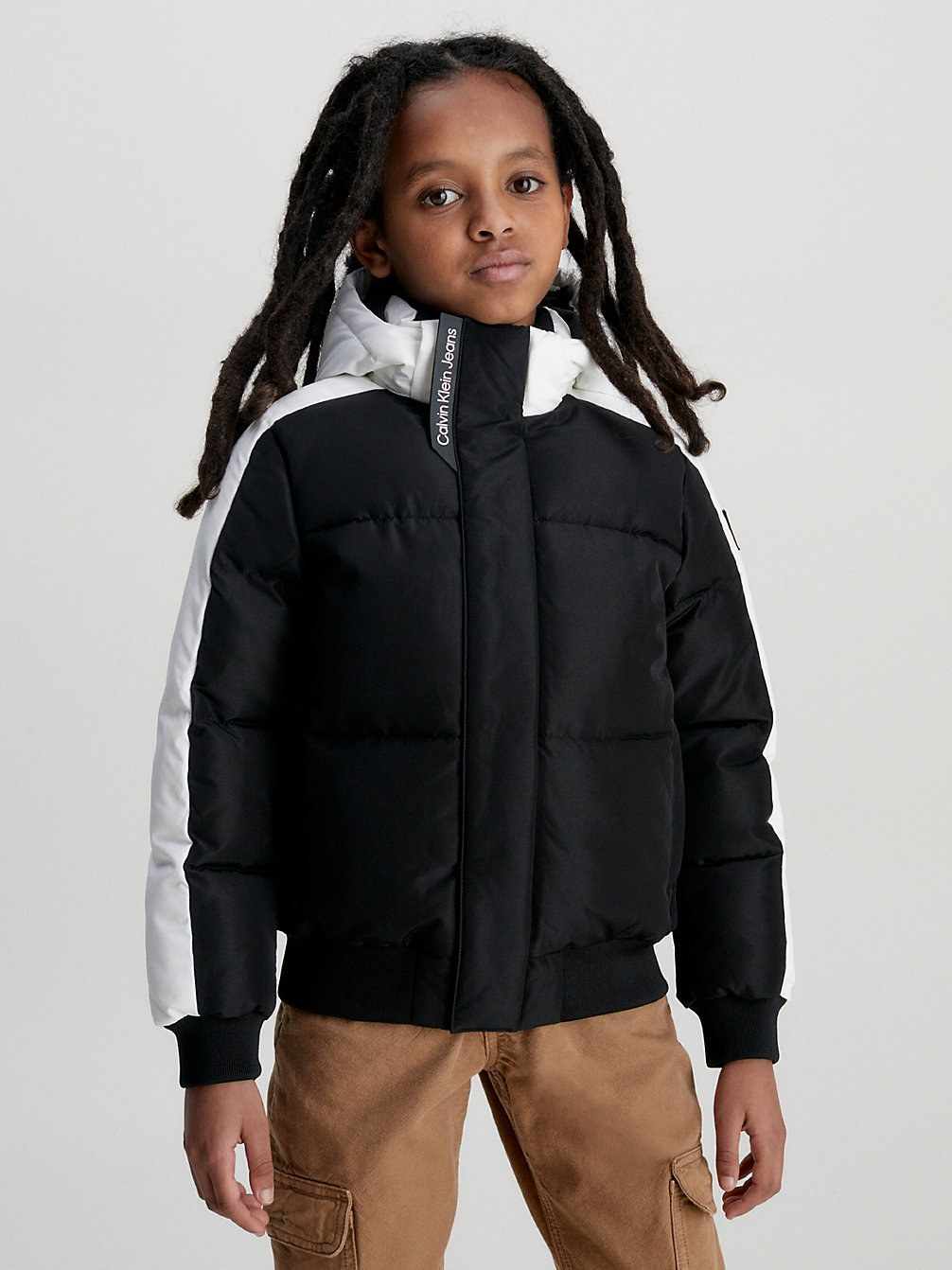 CK BLACK/BRIGHT WHITE Colourblock Puffer Jacket undefined boys Calvin Klein
