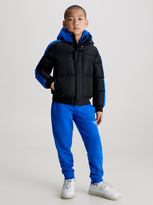 blue boxy colourblock puffer jacket for boys calvin klein jeans