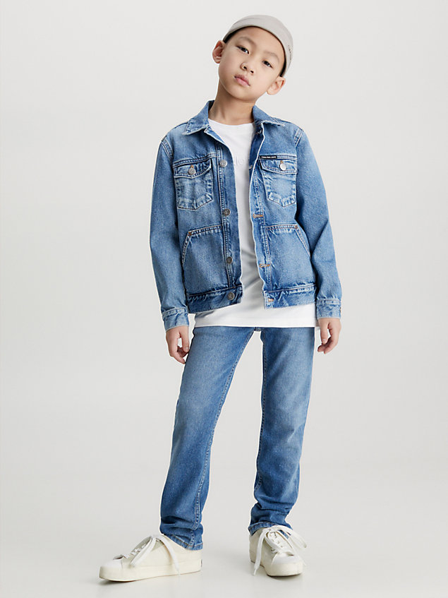 blue kurtka jeansowa typu trucker dla boys - calvin klein jeans