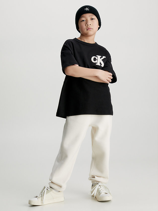 black organic cotton logo t-shirt for boys calvin klein jeans
