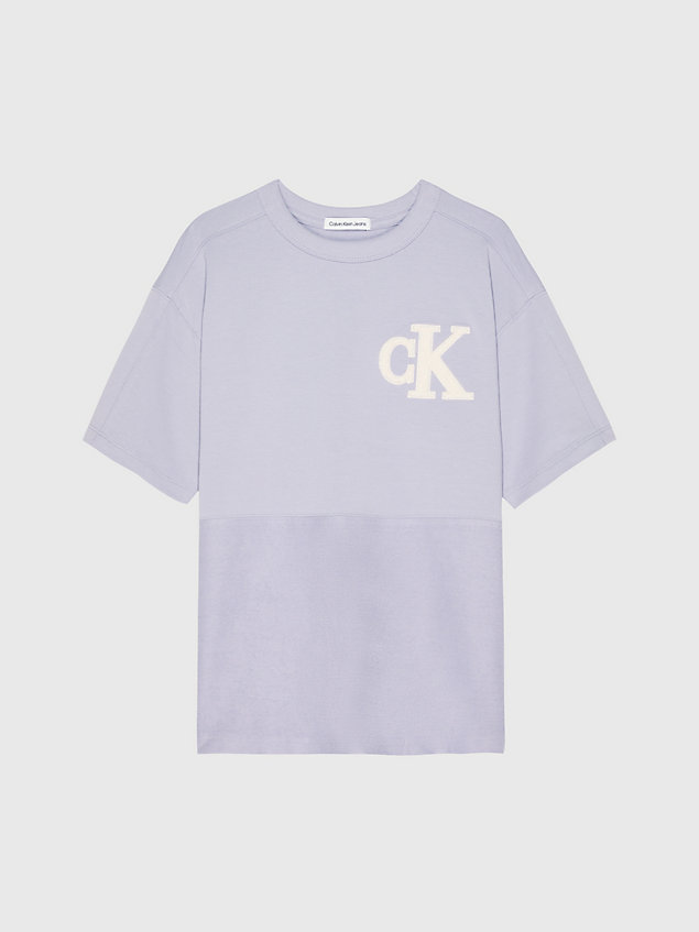 t-shirt in cotone biologico con logo grey da boys calvin klein jeans