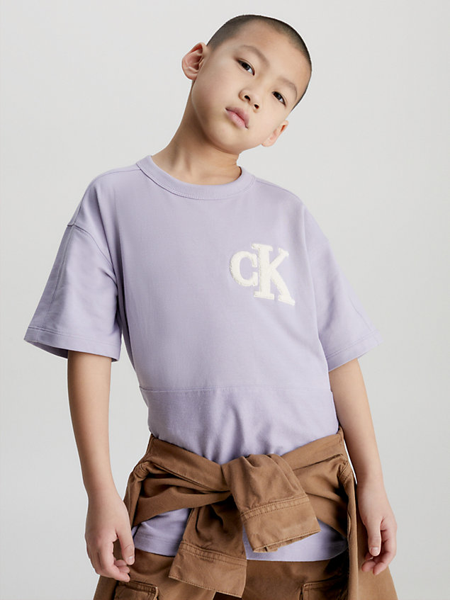 grey organic cotton logo t-shirt for boys calvin klein jeans