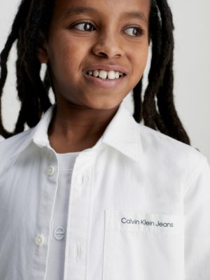 white poplin stretch dress shirt for boys calvin klein jeans