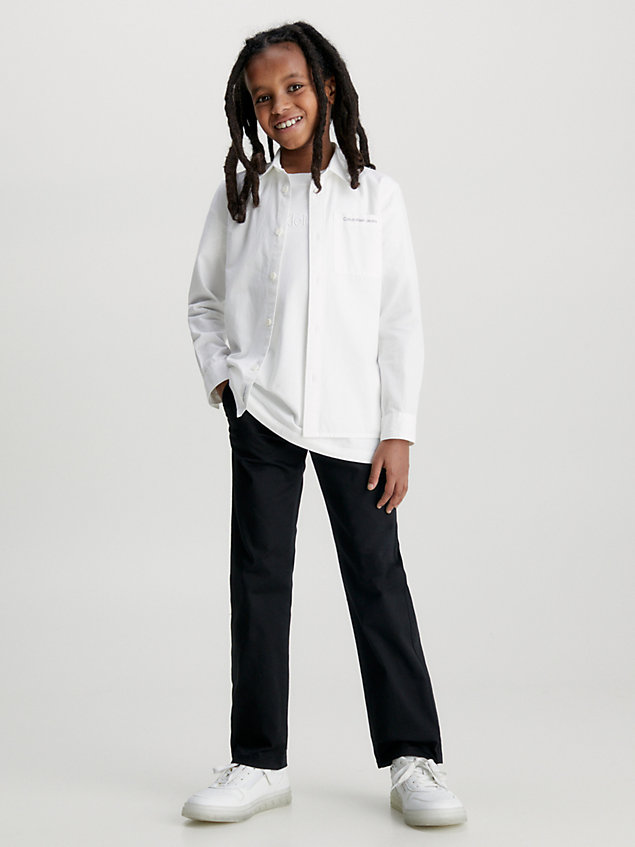 camicia formale in popeline elasticizzato white da bambino calvin klein jeans