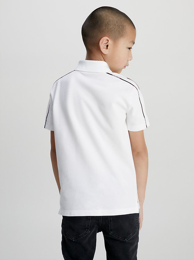 white poloshirt mit logo-paspelierung für jungen - calvin klein jeans