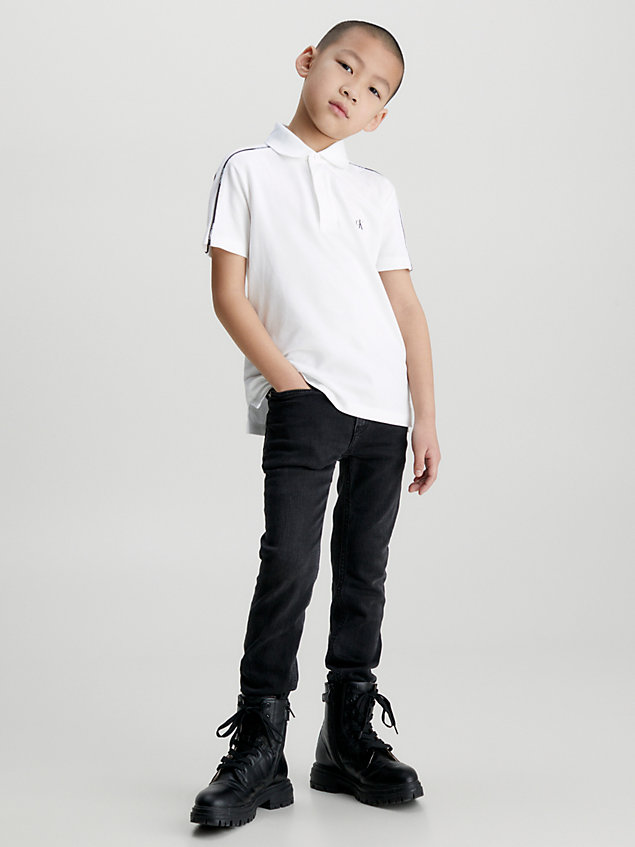 white logo piping polo shirt for boys calvin klein jeans