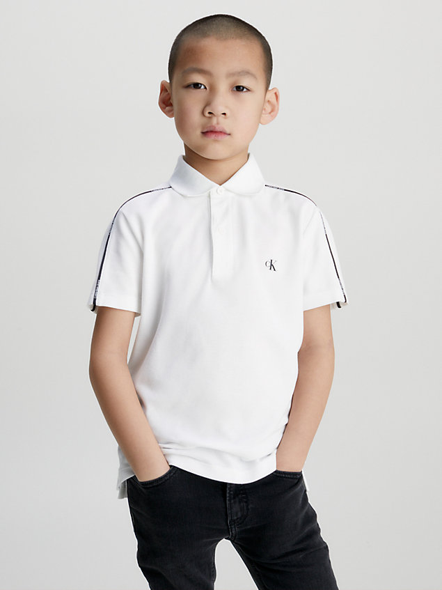 white logo piping polo shirt for boys calvin klein jeans