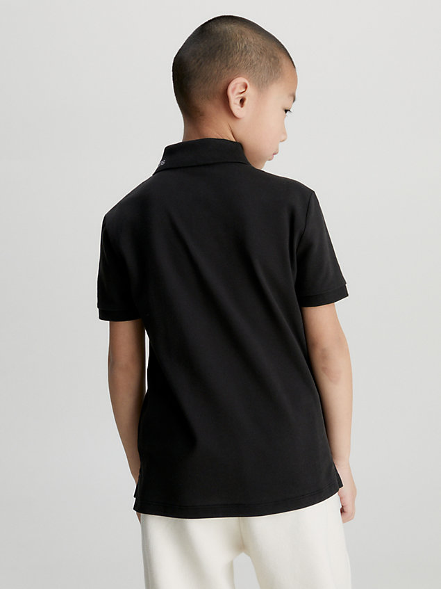black koszula polo z piki z logo dla boys - calvin klein jeans