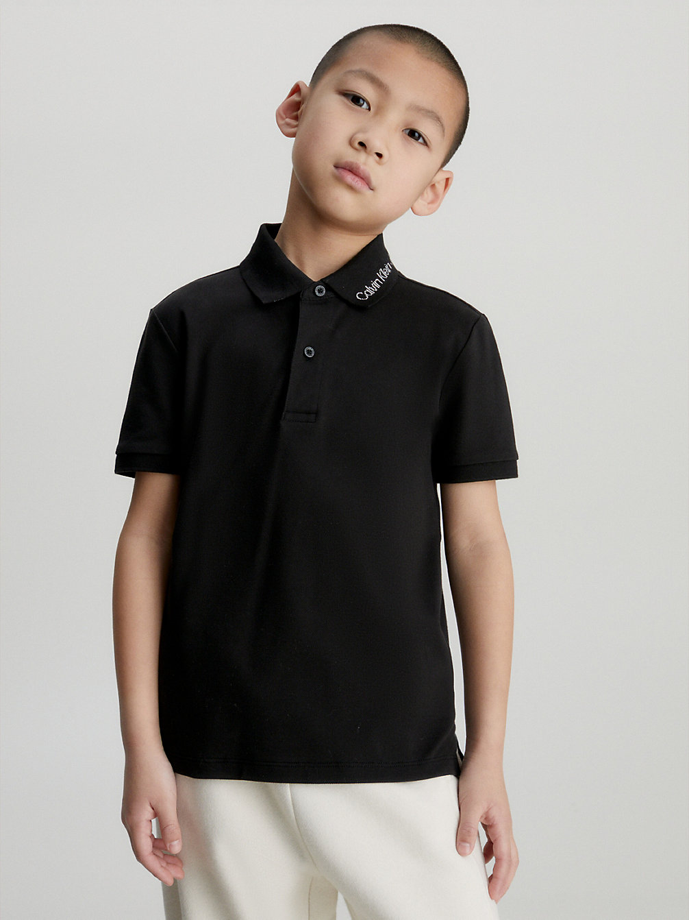 CK BLACK Pique Logo Polo Shirt undefined boys Calvin Klein