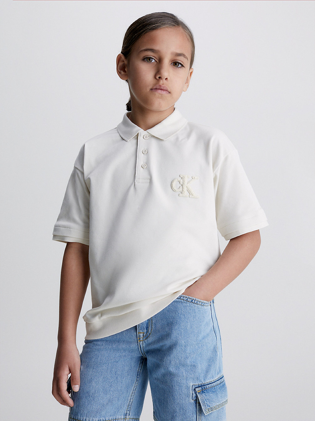 WHITECAP GRAY Polo Avec Logo undefined garcons Calvin Klein