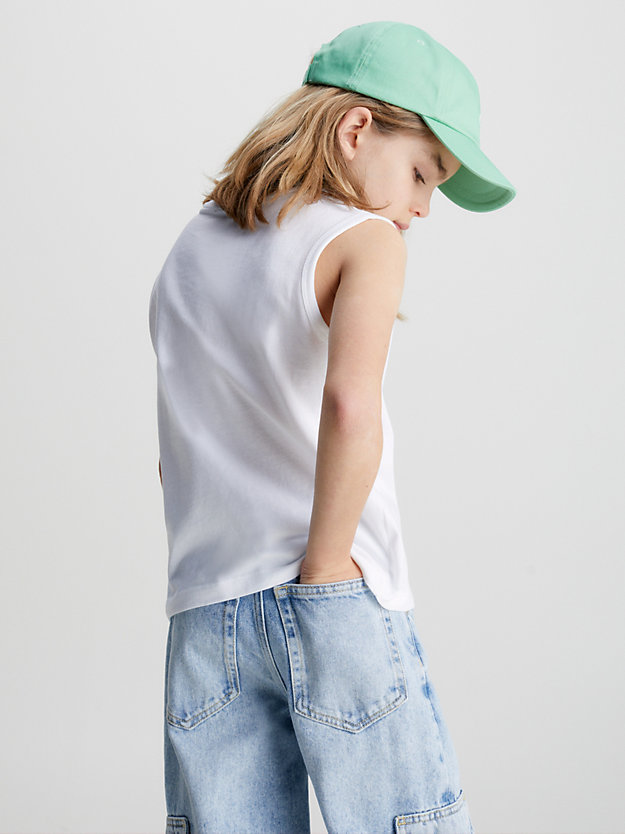 bright white relaxed logo tank top for boys calvin klein jeans