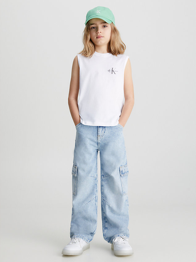 white relaxed logo tank top for boys calvin klein jeans