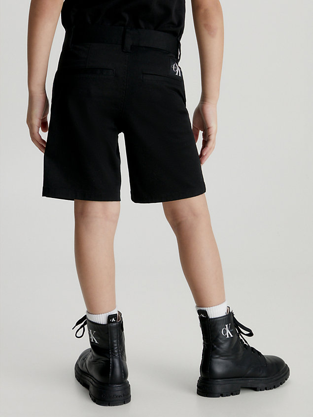 pantaloncini chino in twill elasticizzato black da boys calvin klein jeans