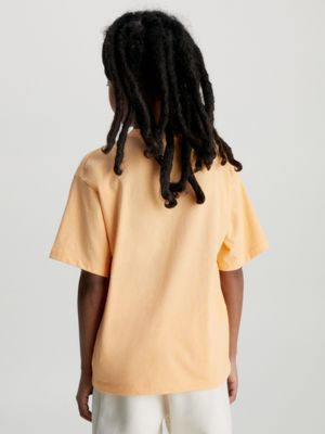 orange organic cotton logo t-shirt for boys calvin klein jeans